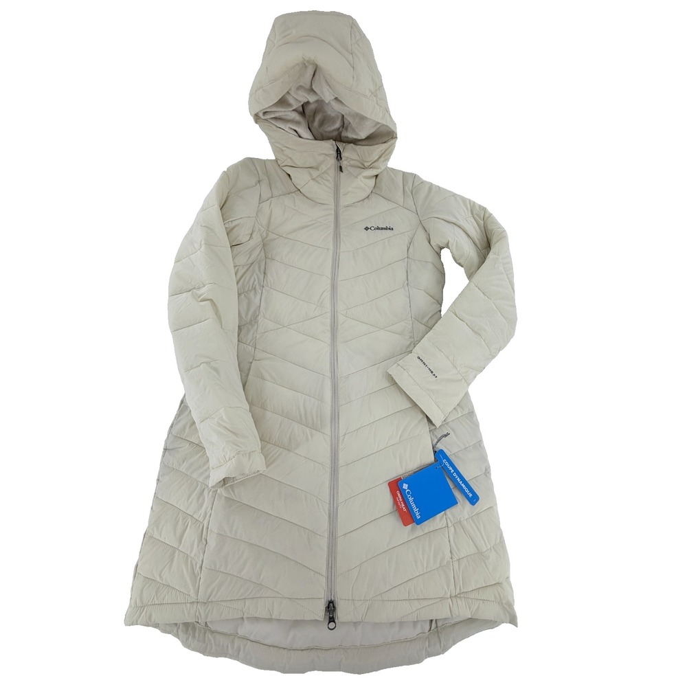 Columbia Joy Peak II Mid Hooded Jacket Womens Large Ivory Omni-Heat Puffer NWT